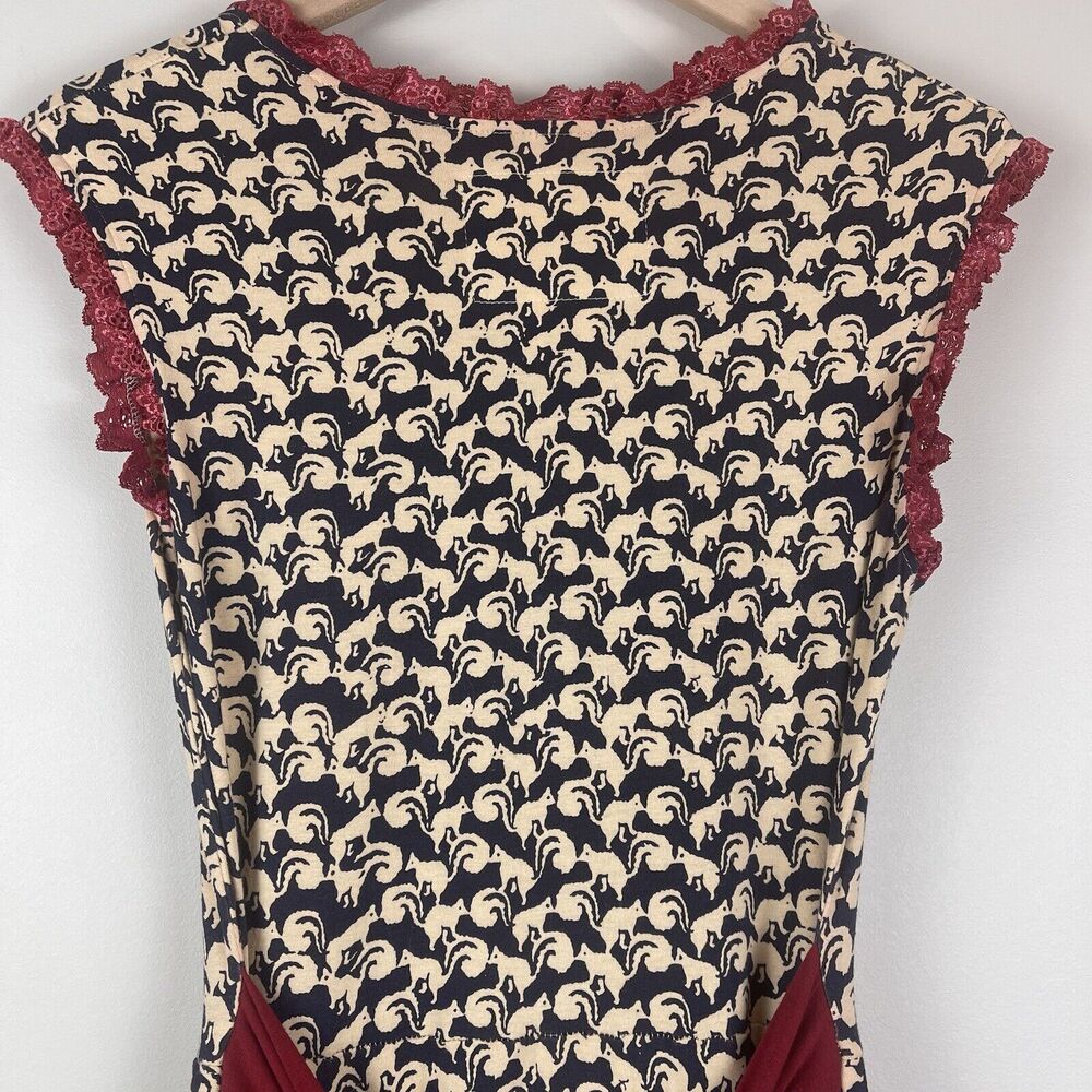 Effie's Heart Navy and Cream Floral Midi Dress with Red Trim - Picture 11 of 15